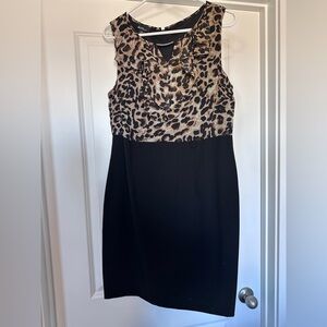Alyx Animal Print and Black Midi Dress